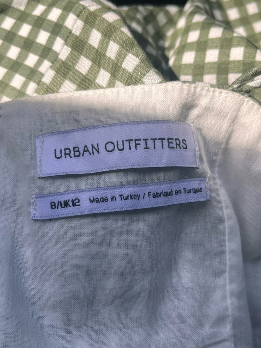 Urban Outfitters Green White Gingham Mini Dress Spaghetti Strap Cottagecore 8